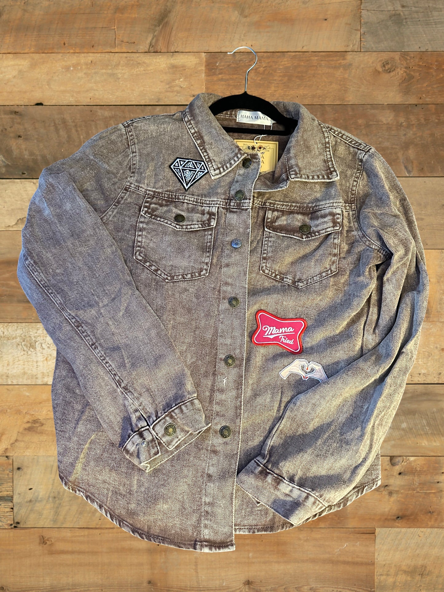 Brown Denim Patch Jacket