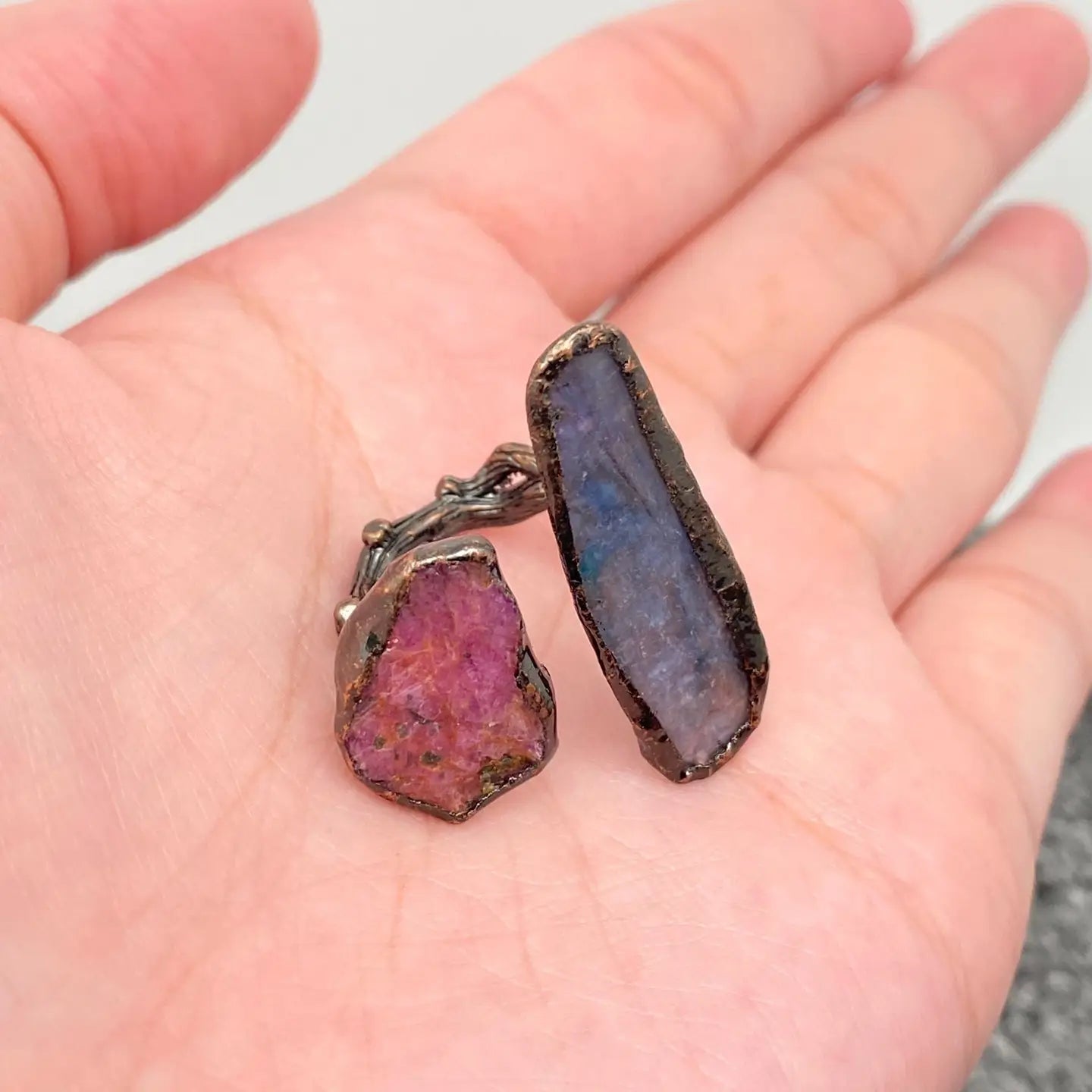 Natural Stone Ruby & Kyanite Vintage Adjustable Ring