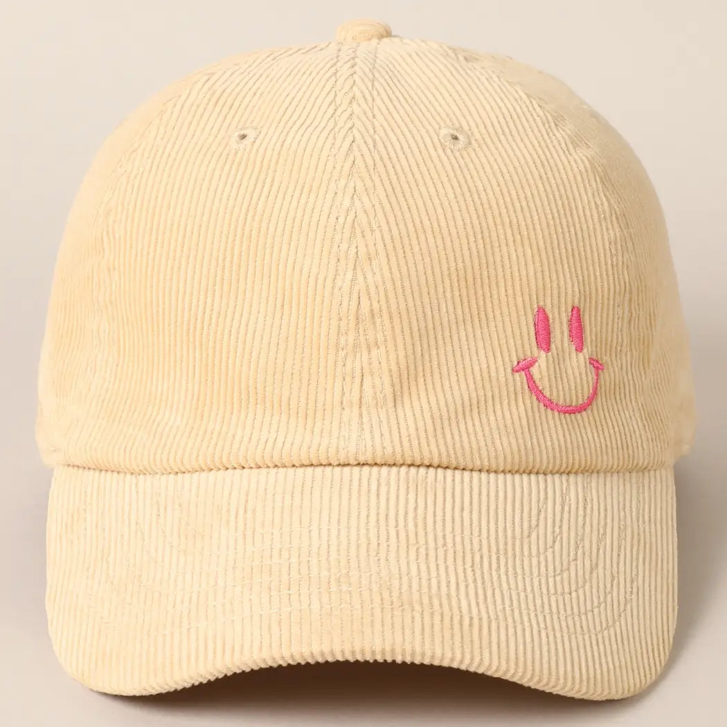 Embroidered Smiley Cap