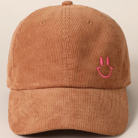 Embroidered Smiley Cap